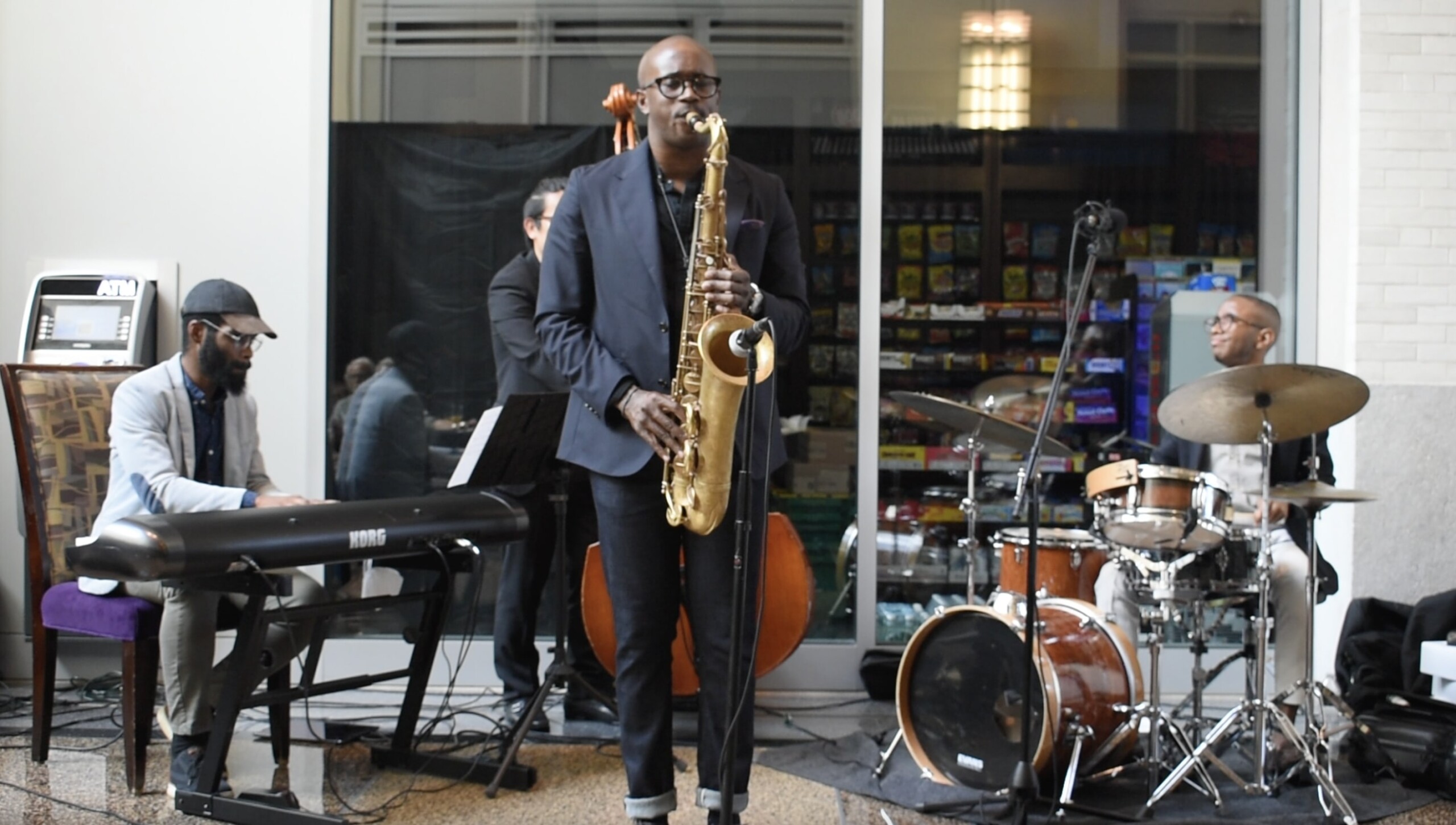 The Gregory Groover Jr. Jazz Quartet perform at day one of the Embrace Ideas Festival. - King Boston Embrace Ideas Festival 2022