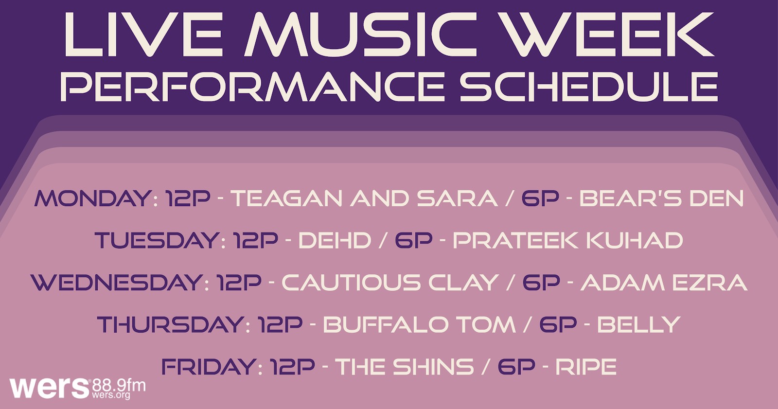 Live Music Week Fall 2022 - WERS 88.9FM - Lineup of live performances, live sessions