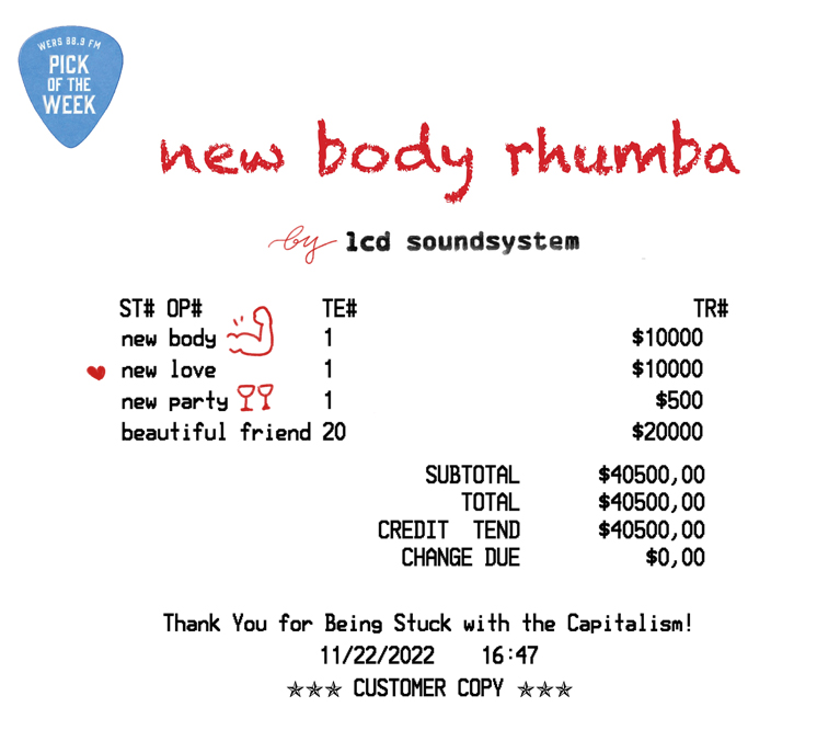 WERS 88.9FM Pick of the Week: LCD Soundsystem "New Body Rhumba"