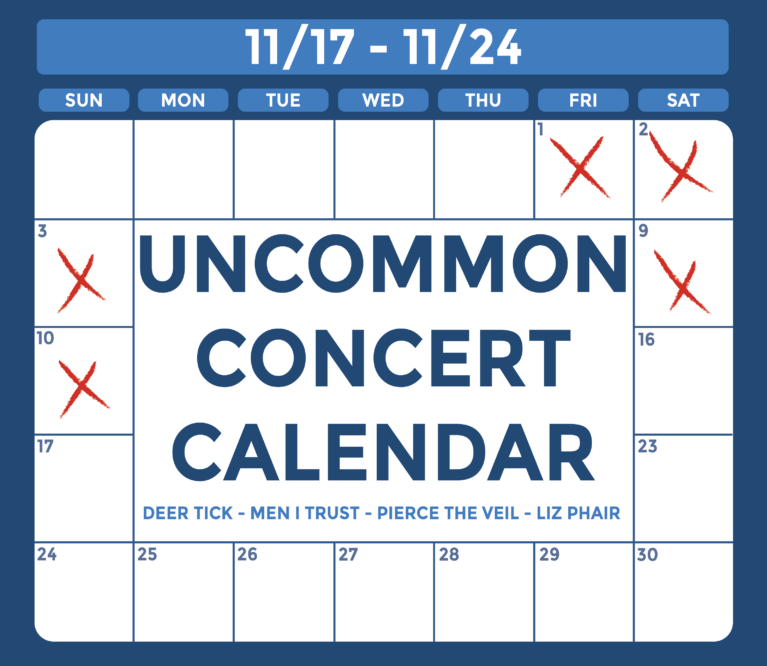Uncommon Concert Calendar, Liz Phair, Pierce the Veil, Deer Tick, Men I Trust, Letters to Cleo, Earl Sweatshirt, WERS 88.9 FM