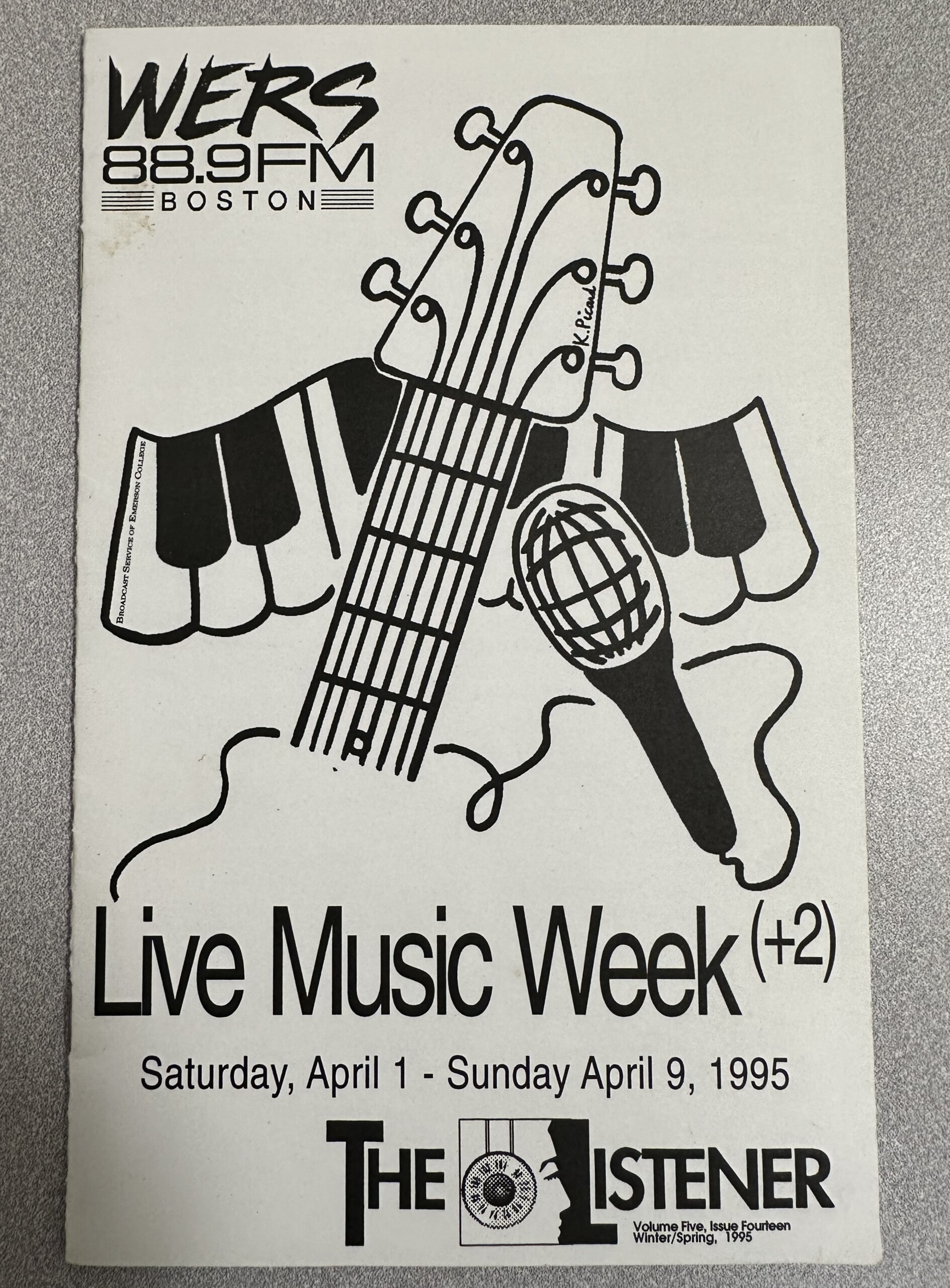 WERS' Listener Program Guide from spring 1995 announcing Live Music Week.