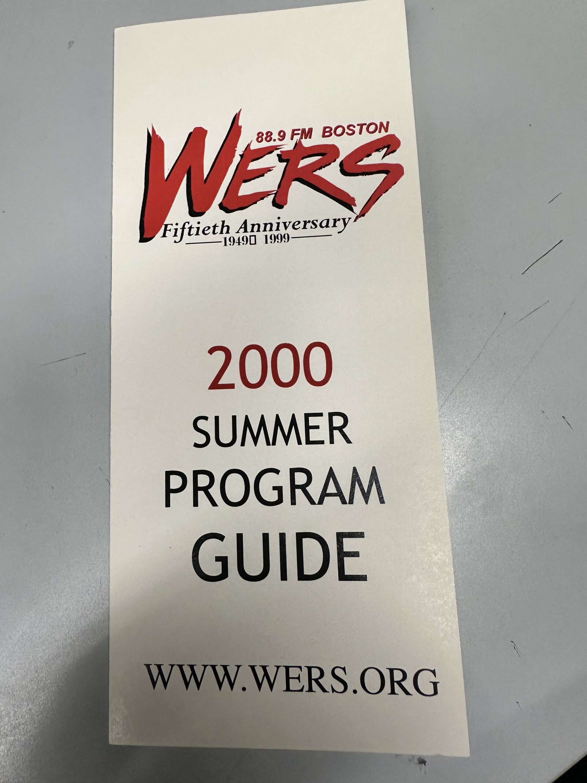 WERS' listener program guide from the summer of 2000.