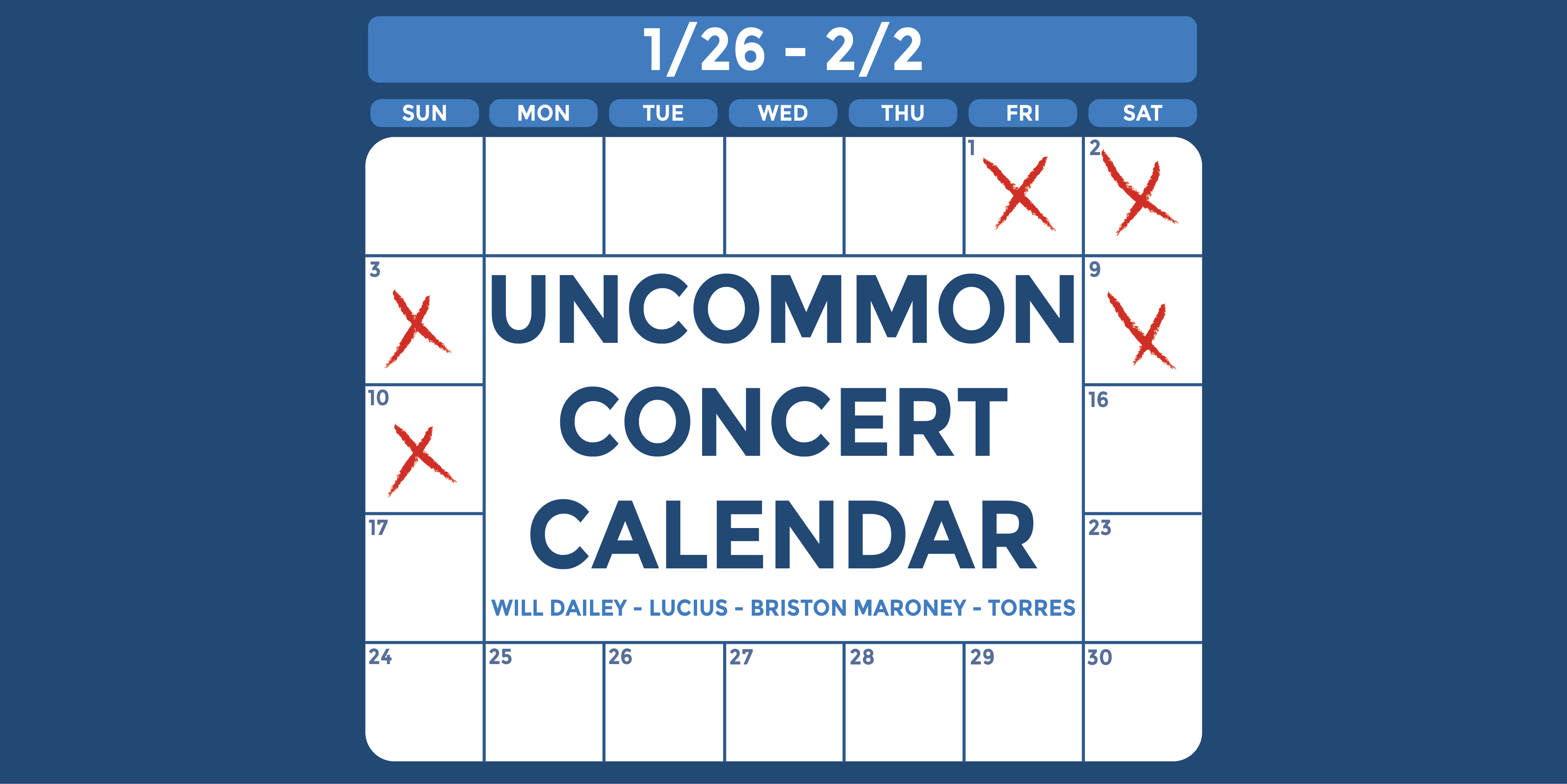 Uncommon Concert Calendar: January 26th - February 2nd - Vimarsana News