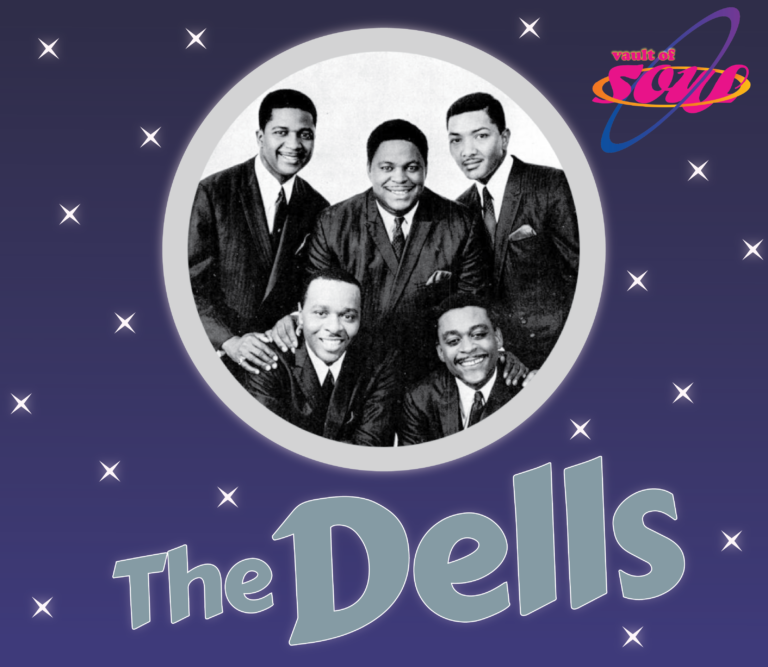 A circle cut-out picture of the Dells sits atop graphics of a starry night sky. A logo in the right corner reads "The Vault of Soul" and large centered text reads "The Dells."