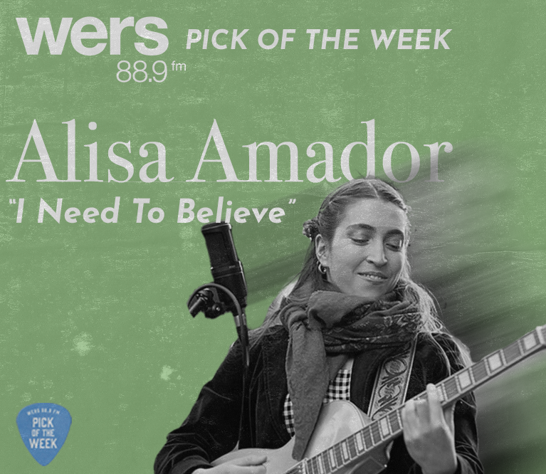 A black and white photograph of Alisa Amador in the lower right corner, overlayed on a green background. White text reads: 