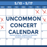 Banner that says "Uncommon Concert Calendar 3/10-3/17: Chicano Batman, Somerville Porchfest, Rainbow Kitten Surprise"