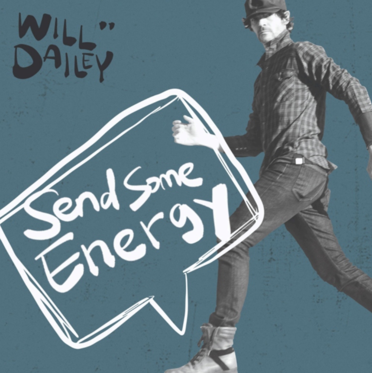 Will Dailey walking across a blue background for the cover of his recent single "Send Some Energy."