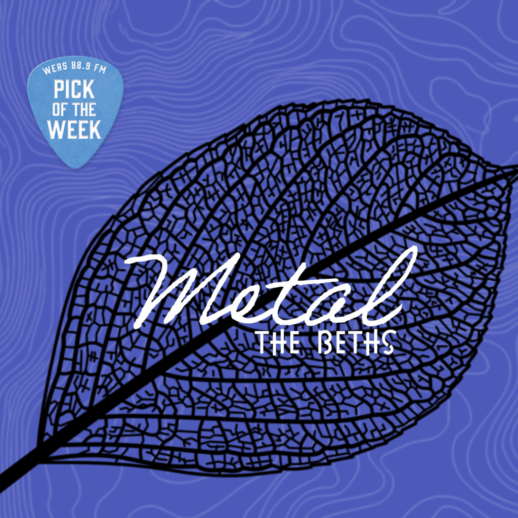 blue flower on a blue background with the words metal and the beths written on it.