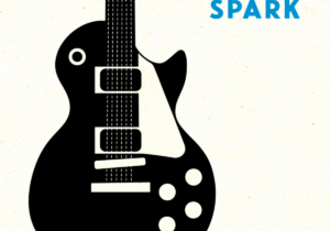 Drawing of a black Les Paul guitar with "Major Spark" next to it at the top left